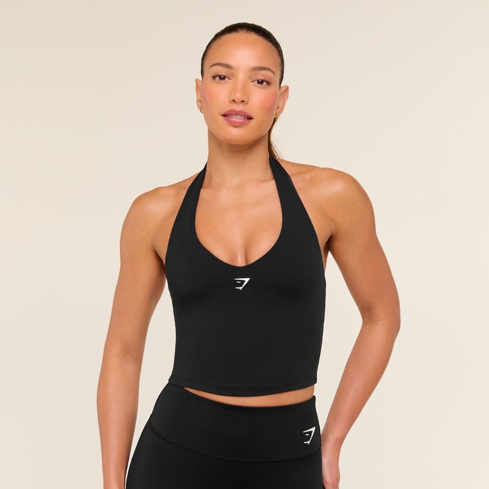 Black Halter Neck Cami with Shelf